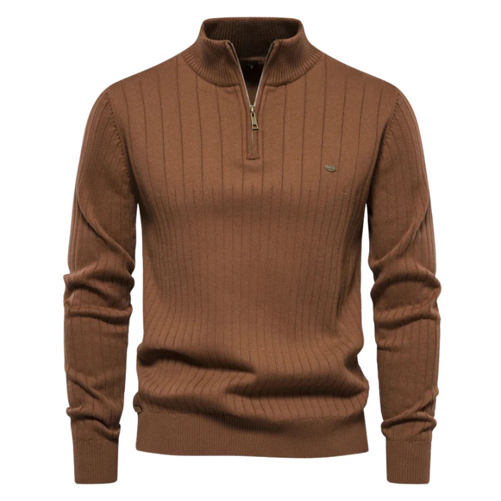 Komfortabler warmer Reißverschluss-Pullover für Männer – ideal für kalte Herbst- und Wintertage.