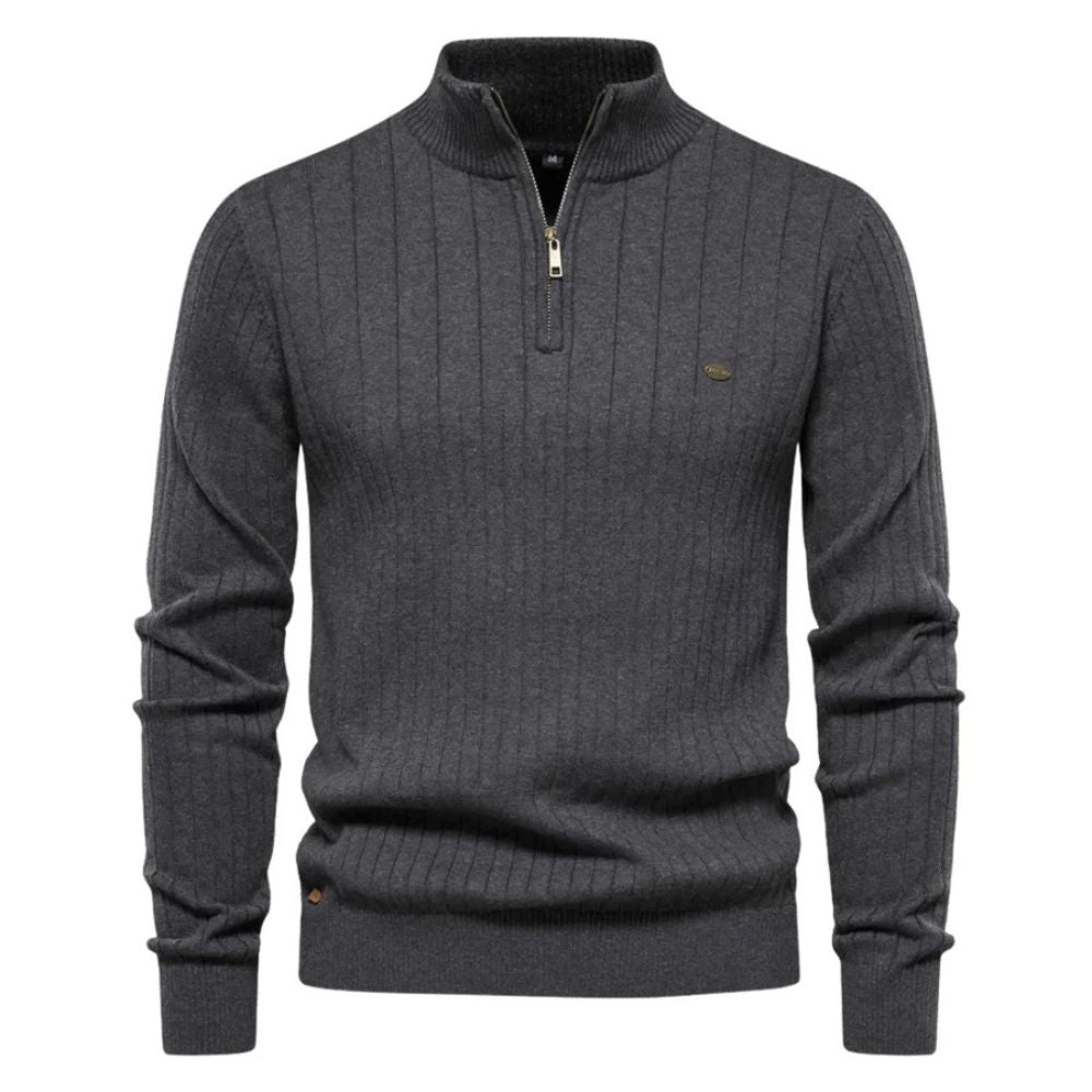 Komfortabler warmer Reißverschluss-Pullover für Männer – ideal für kalte Herbst- und Wintertage.