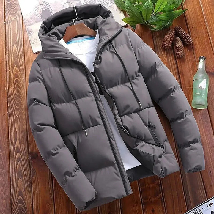 Eleganter Herren-Wintermantel mit Kapuze, ideal für kalte Wintertage