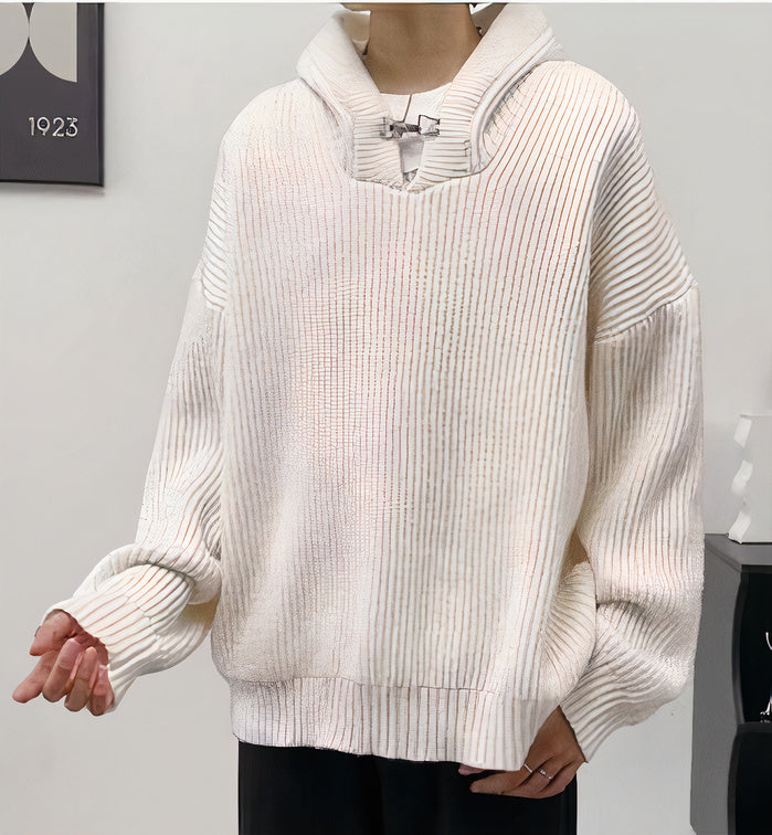 Lässig gestrickter Vintage-Kapuzenpullover für Männer, ideal für Herbst- und Wintertage.