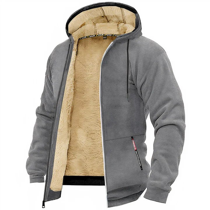 Lässige Herren-Fleece-Kapuzenjacke, ideal für gemütliche Herbst- und Wintertage.