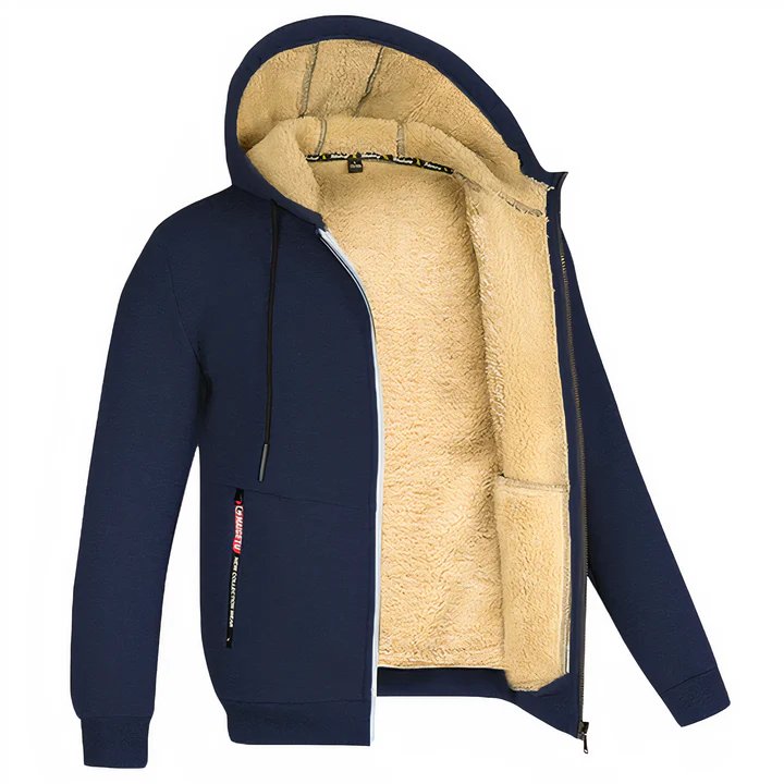 Lässige Herren-Fleece-Kapuzenjacke, ideal für gemütliche Herbst- und Wintertage.