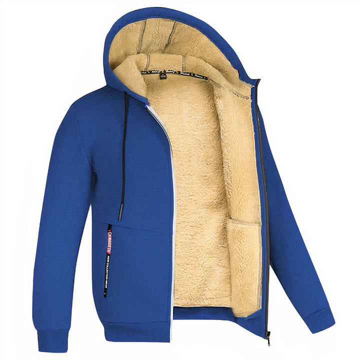 Lässige Herren-Fleece-Kapuzenjacke, ideal für gemütliche Herbst- und Wintertage.
