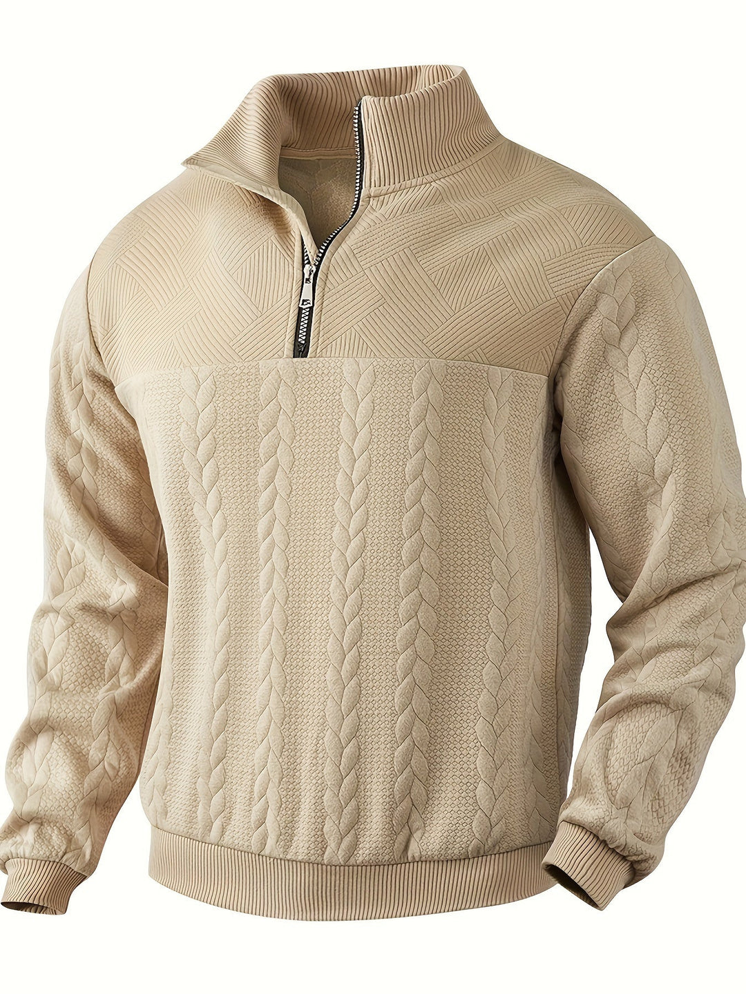 Lässiger Pullover mit Reißverschluss für Männer, warm und vielseitig für Herbst- und Wintertage.