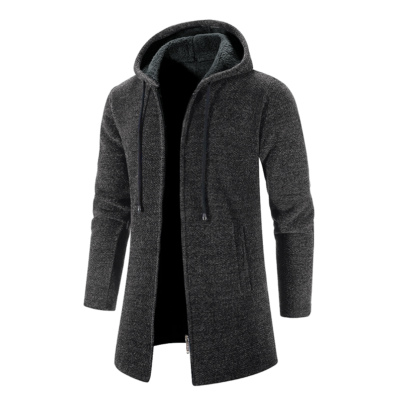  Lässiger Wollmantel mit Kapuze in modernem Design, ideal für stilvolle und warme Winterlooks.