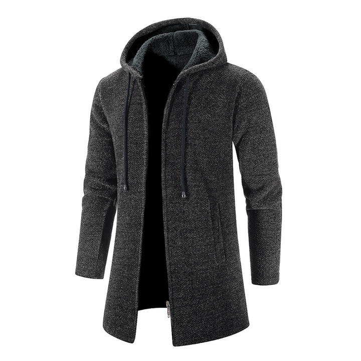  Lässiger Wollmantel mit Kapuze in modernem Design, ideal für stilvolle und warme Winterlooks.