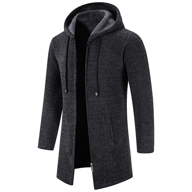  Lässiger Wollmantel mit Kapuze in modernem Design, ideal für stilvolle und warme Winterlooks.
