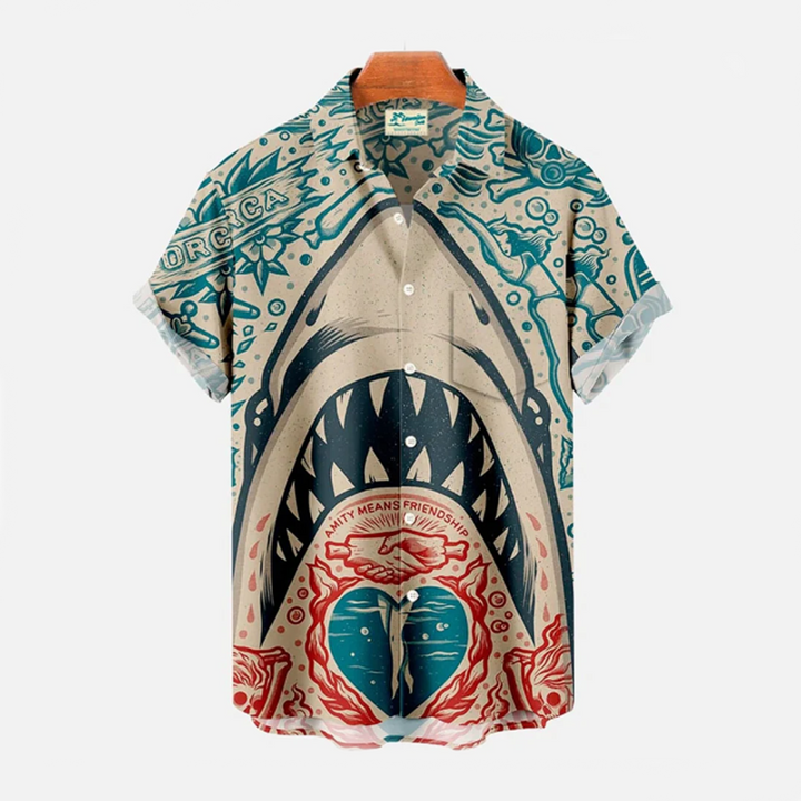 Lässiges Shark Print Sommerhemd – leicht, stylisch & perfekt für warme Tage