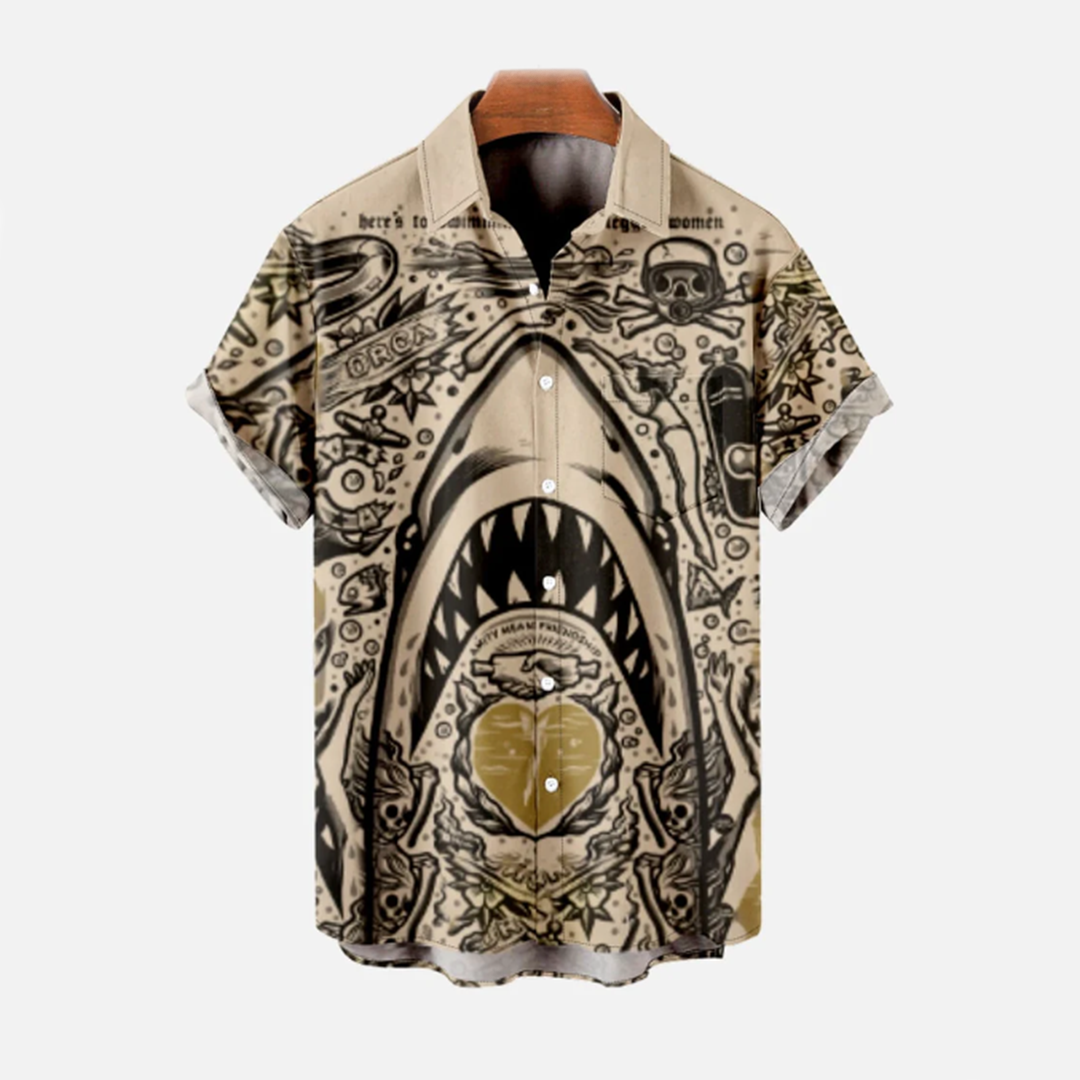 Lässiges Shark Print Sommerhemd – leicht, stylisch & perfekt für warme Tage