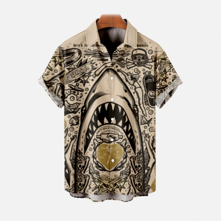 Lässiges Shark Print Sommerhemd – leicht, stylisch & perfekt für warme Tage