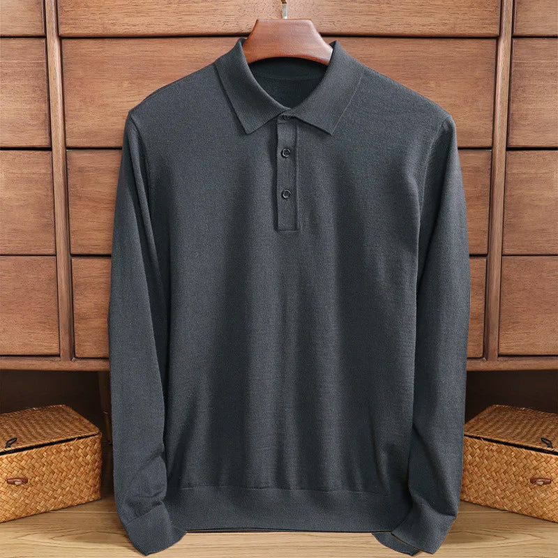 Langärmeliges Sommer-Poloshirt für Herren im Vintage-Stil – stilvoll, bequem und atmungsaktiv.
