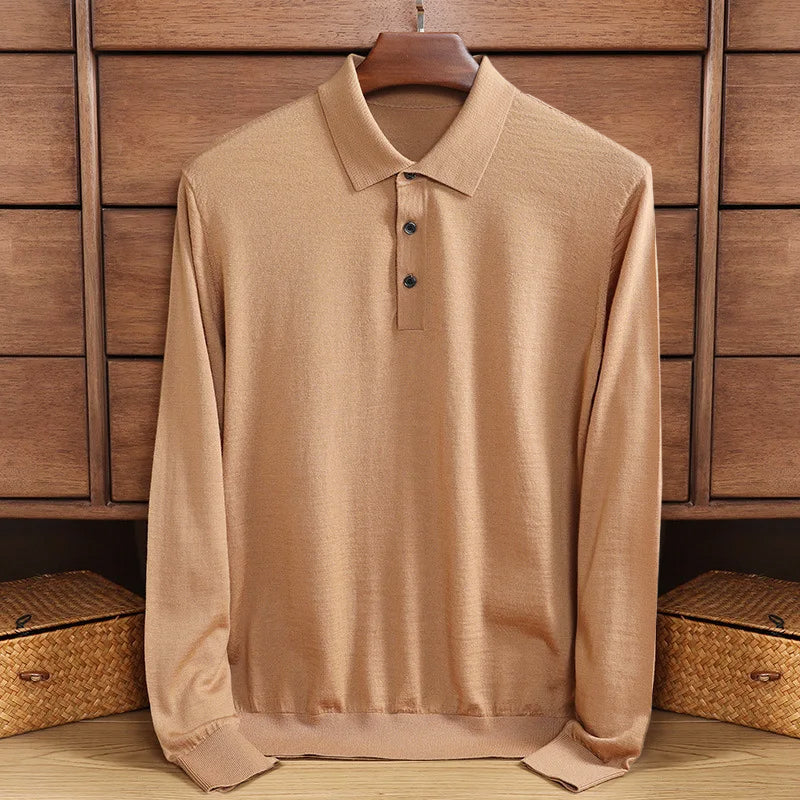 Langärmeliges Sommer-Poloshirt für Herren im Vintage-Stil – stilvoll, bequem und atmungsaktiv.