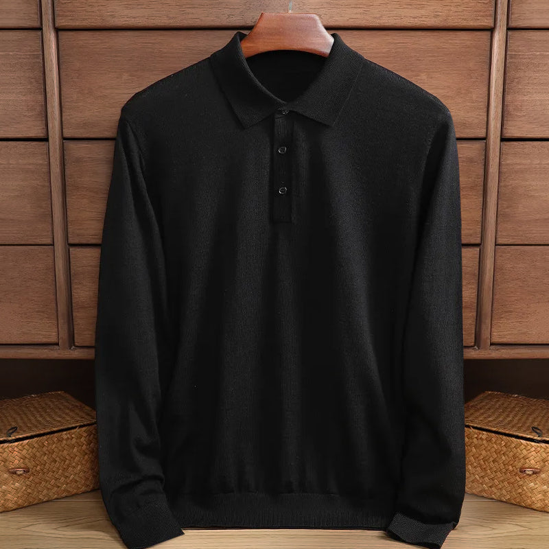 Langärmeliges Sommer-Poloshirt für Herren im Vintage-Stil – stilvoll, bequem und atmungsaktiv.
