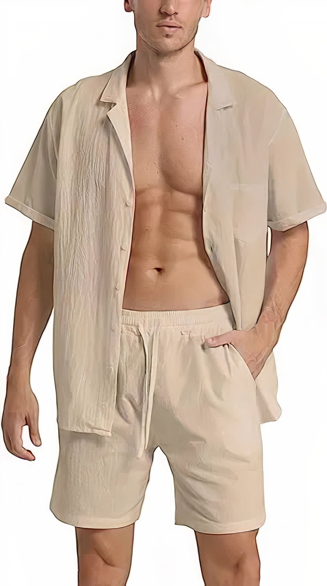 Leichtes Leinen-Sommer-Set für Herren mit atmungsaktivem Stoff und zeitlosem Design, ideal für heiße Tage.