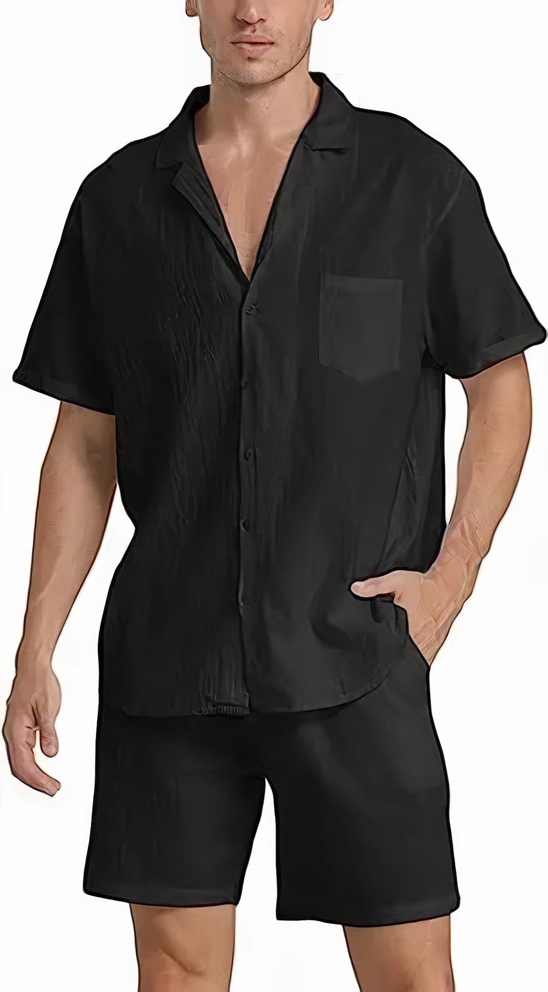 Leichtes Leinen-Sommer-Set für Herren mit atmungsaktivem Stoff und zeitlosem Design, ideal für heiße Tage.