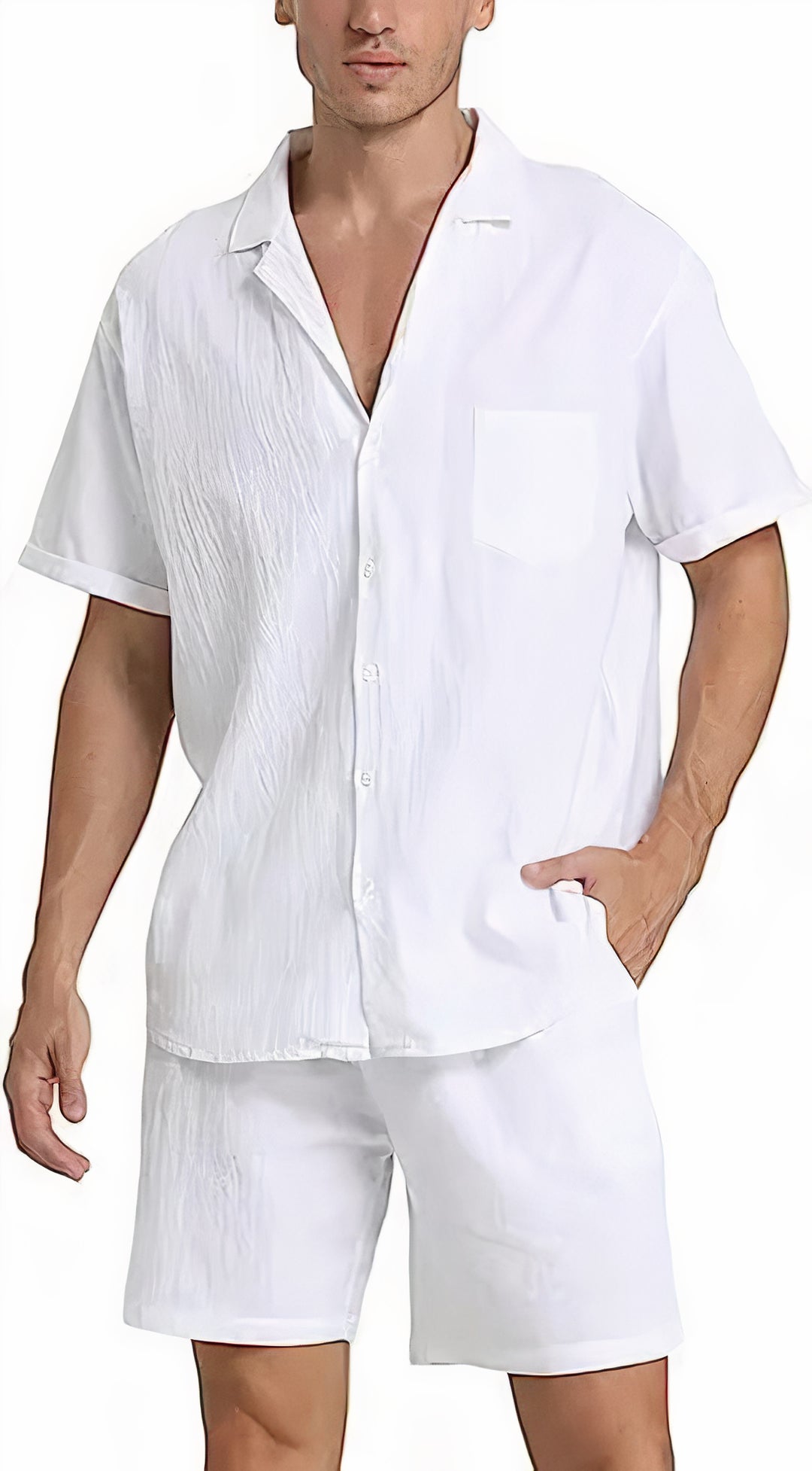 Leichtes Leinen-Sommer-Set für Herren mit atmungsaktivem Stoff und zeitlosem Design, ideal für heiße Tage.