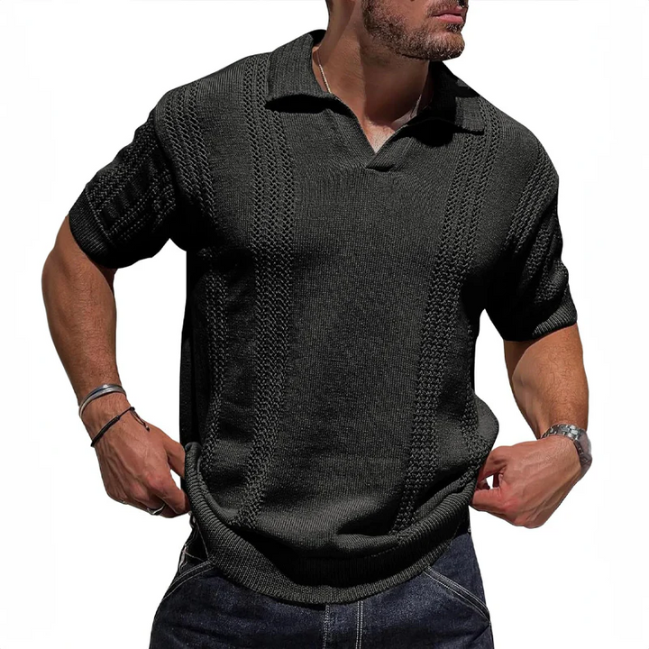 Luftiges Sommer-Poloshirt aus Strick für Männer, ideal für heiße Tage und stilvolle Looks