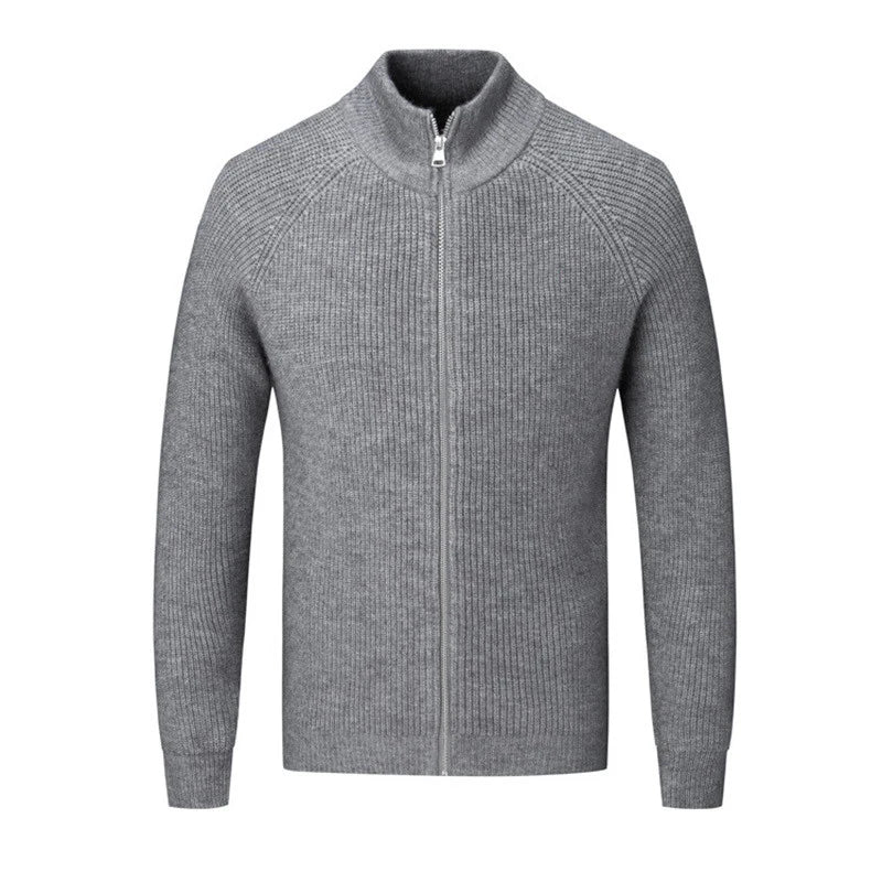 Luxuriöse warme Strickjacke aus Wolle mit Reißverschluss, elegant und komfortabel für kalte Tage.