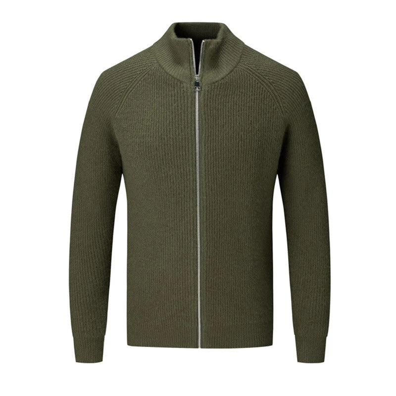 Luxuriöse warme Strickjacke aus Wolle mit Reißverschluss, elegant und komfortabel für kalte Tage.