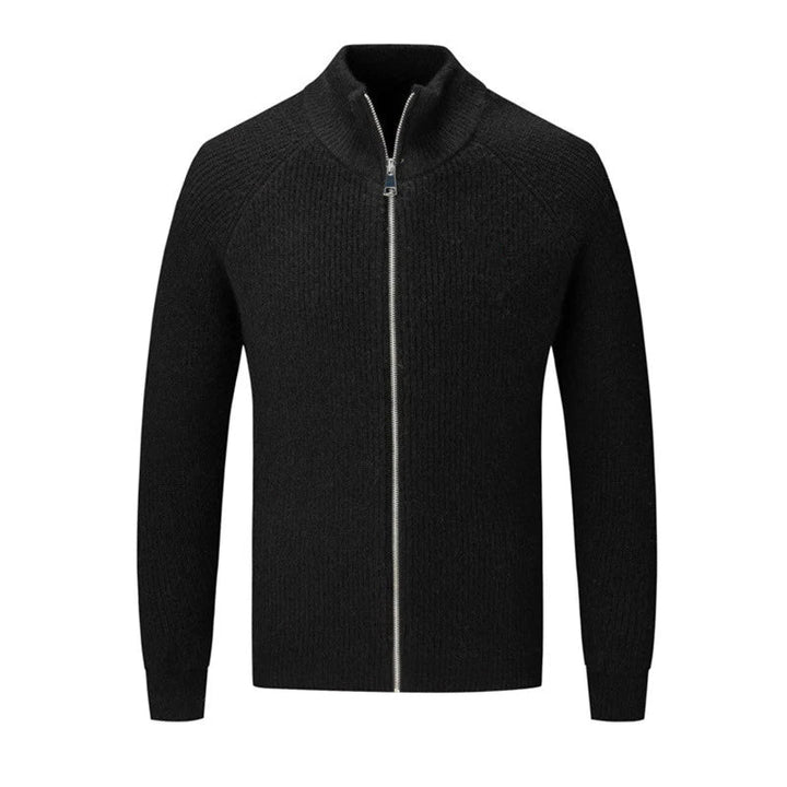 Luxuriöse warme Strickjacke aus Wolle mit Reißverschluss, elegant und komfortabel für kalte Tage.