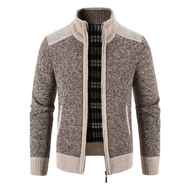 Stilvolle Strickjacke aus weichem Fleece-Rippstrick, ideal für Herren, die Komfort und Eleganz schätzen