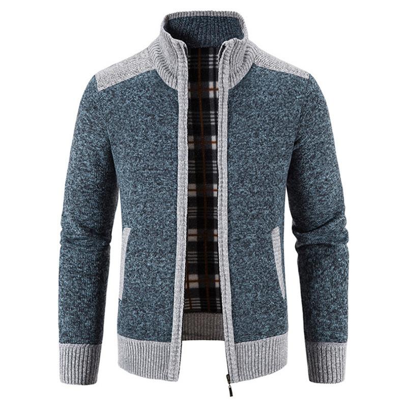 Stilvolle Strickjacke aus weichem Fleece-Rippstrick, ideal für Herren, die Komfort und Eleganz schätzen