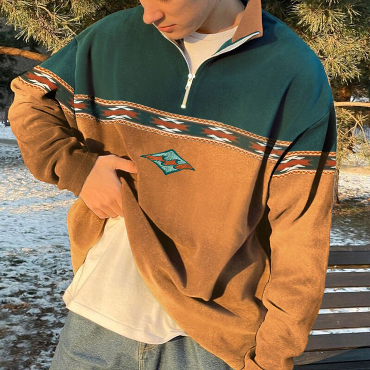 Moderner Pullover mit halbem Reißverschluss für Männer, warm und vielseitig für kalte Tage.