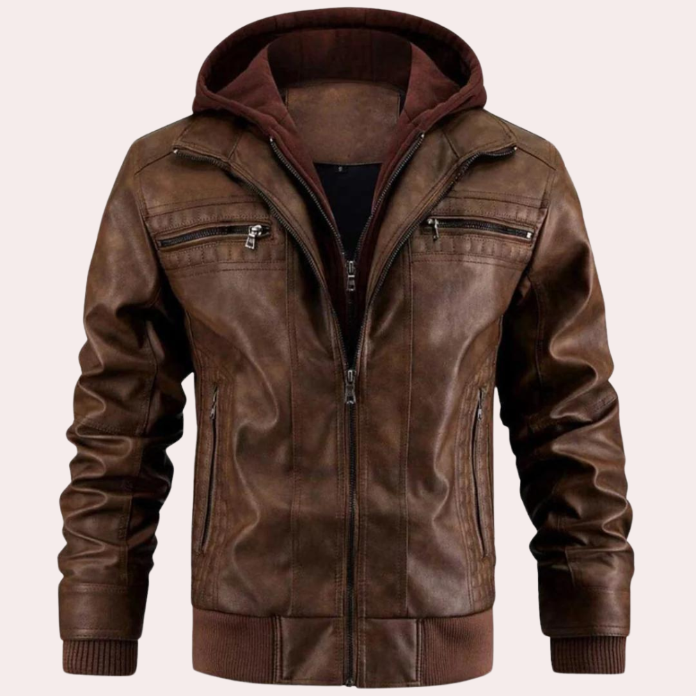 Modische Lederjacke mit Kapuze für Männer, ideal für Herbst- und Wintertage