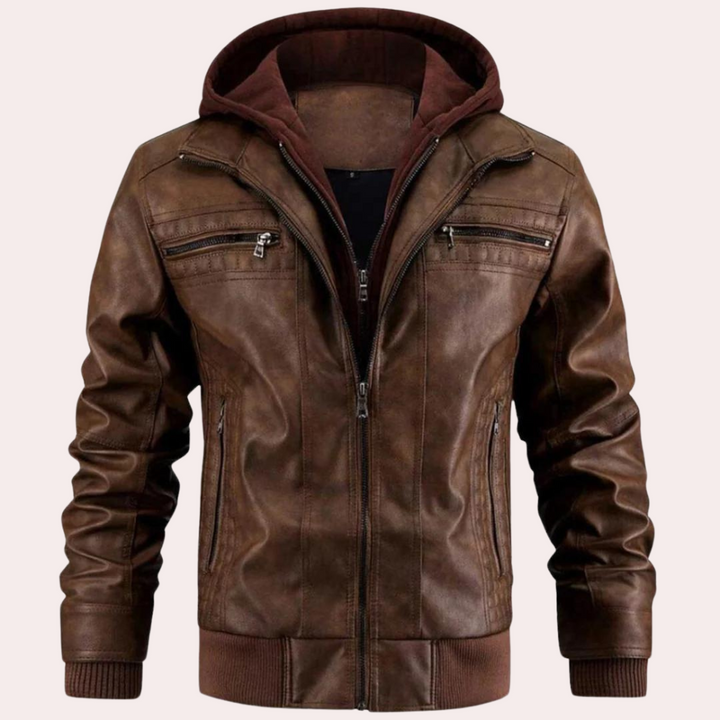 Modische Lederjacke mit Kapuze für Männer, ideal für Herbst- und Wintertage