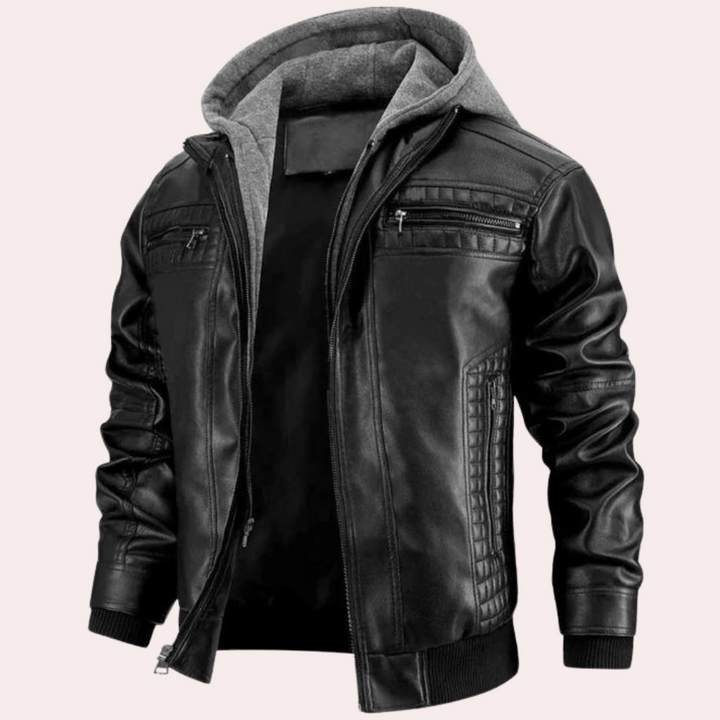 Modische Lederjacke mit Kapuze für Männer, ideal für Herbst- und Wintertage