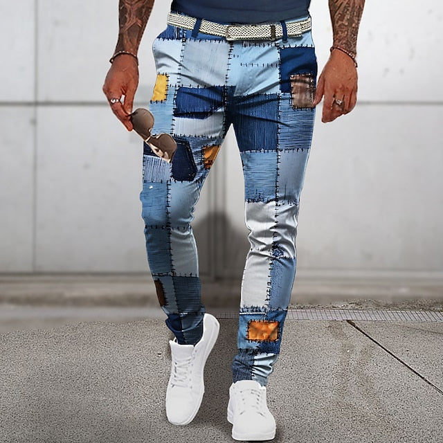 Modische und leichte Patchwork-Sommerhose für Herren mit bequemem Schnitt