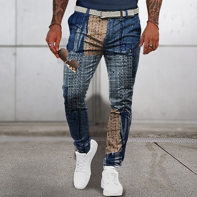 Modische und leichte Patchwork-Sommerhose für Herren mit bequemem Schnitt