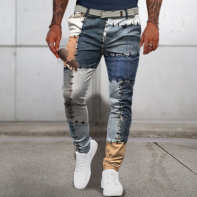 Modische und leichte Patchwork-Sommerhose für Herren mit bequemem Schnitt