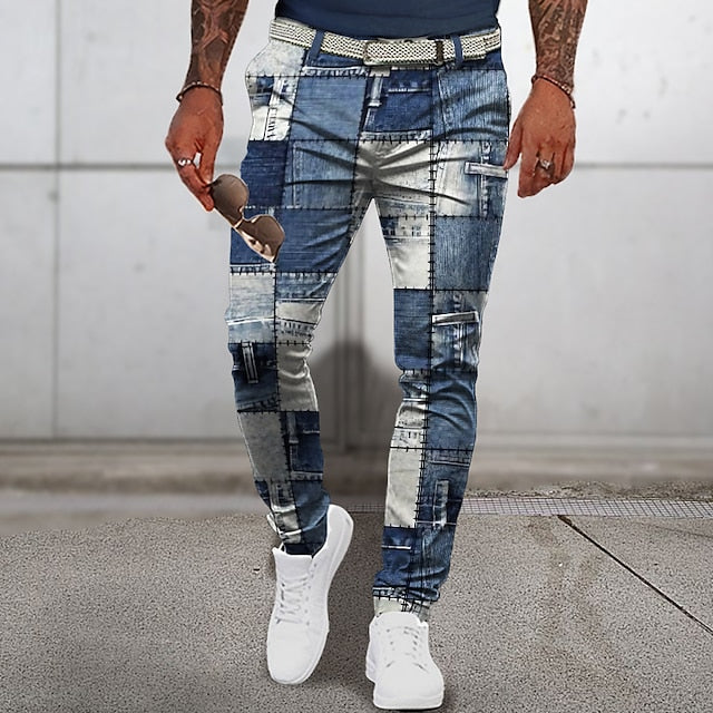 Modische und leichte Patchwork-Sommerhose für Herren mit bequemem Schnitt