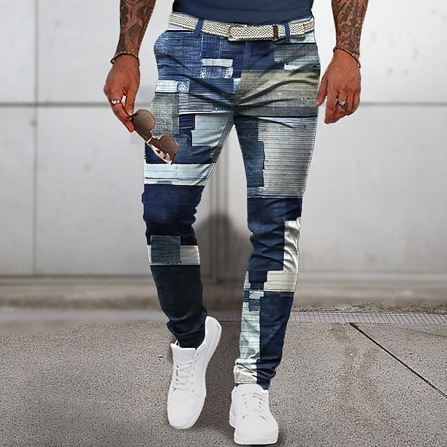 Modische und leichte Patchwork-Sommerhose für Herren mit bequemem Schnitt