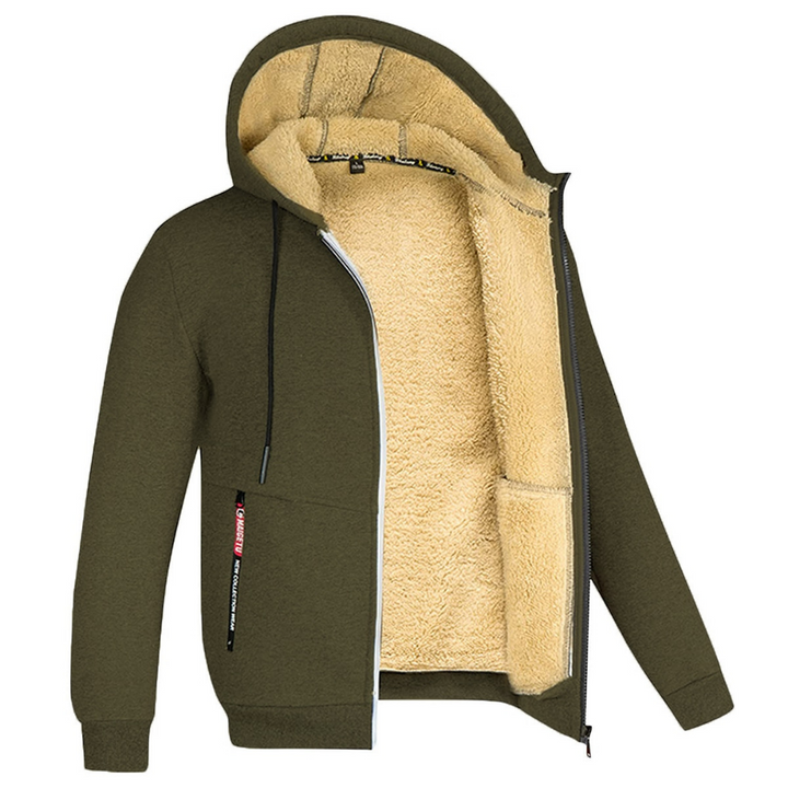 Kuscheliger warmer Herren-Kapuzenpullover mit flauschigem Innenfutter – ideal für kalte Wintertage.