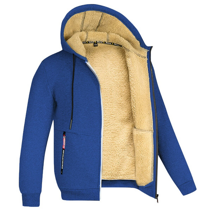 Kuscheliger warmer Herren-Kapuzenpullover mit flauschigem Innenfutter – ideal für kalte Wintertage.