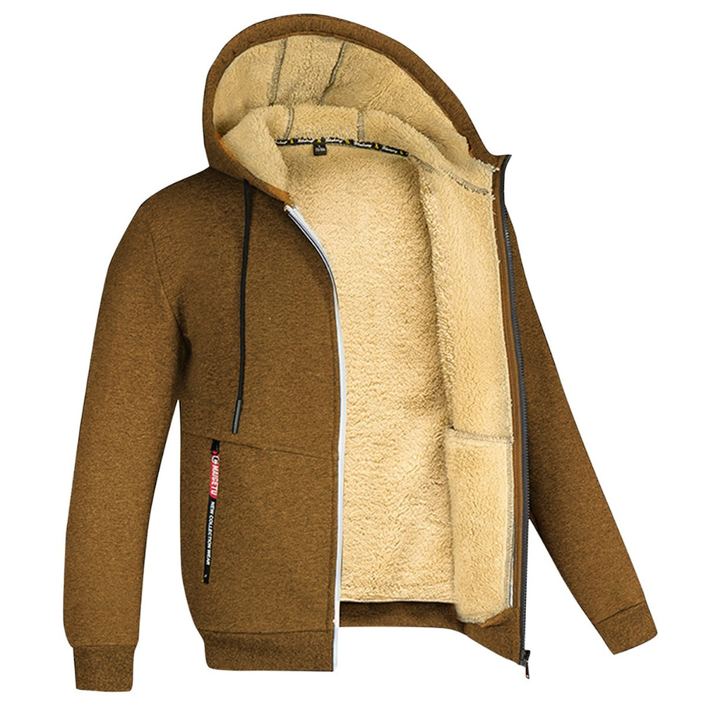 Kuscheliger warmer Herren-Kapuzenpullover mit flauschigem Innenfutter – ideal für kalte Wintertage.