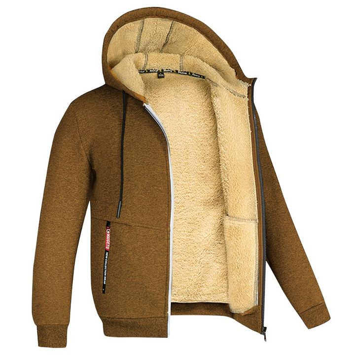 Kuscheliger warmer Herren-Kapuzenpullover mit flauschigem Innenfutter – ideal für kalte Wintertage.