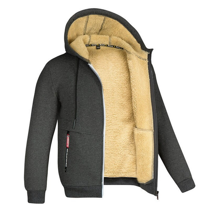 Kuscheliger warmer Herren-Kapuzenpullover mit flauschigem Innenfutter – ideal für kalte Wintertage.