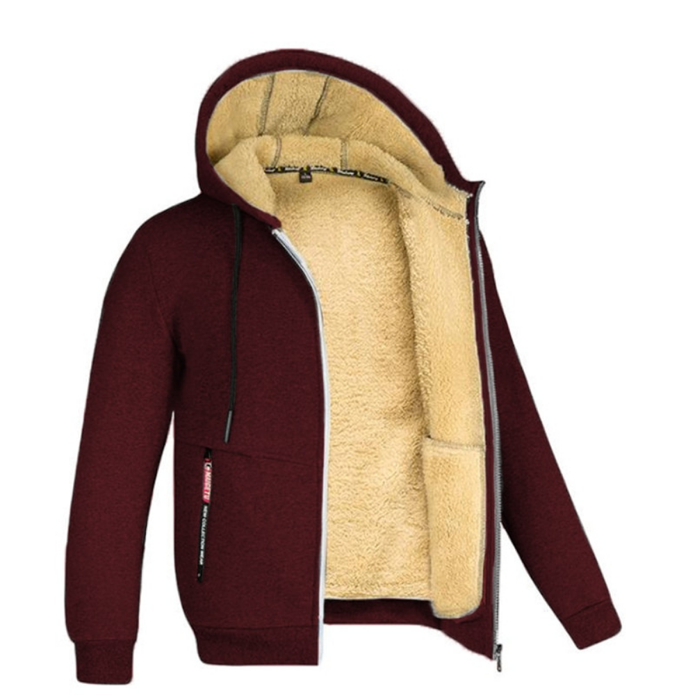 Kuscheliger warmer Herren-Kapuzenpullover mit flauschigem Innenfutter – ideal für kalte Wintertage.