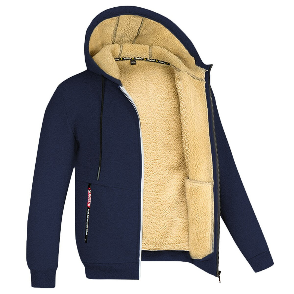 Kuscheliger warmer Herren-Kapuzenpullover mit flauschigem Innenfutter – ideal für kalte Wintertage.