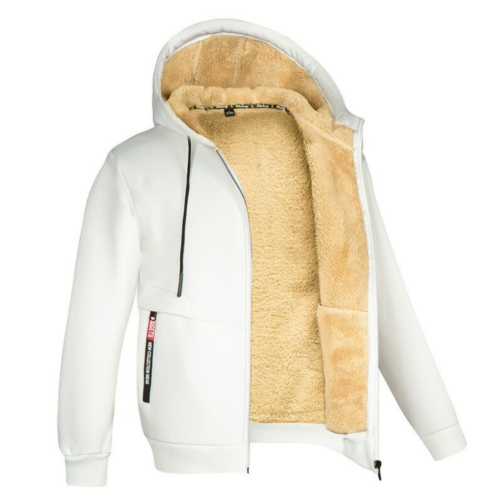 Kuscheliger warmer Herren-Kapuzenpullover mit flauschigem Innenfutter – ideal für kalte Wintertage.