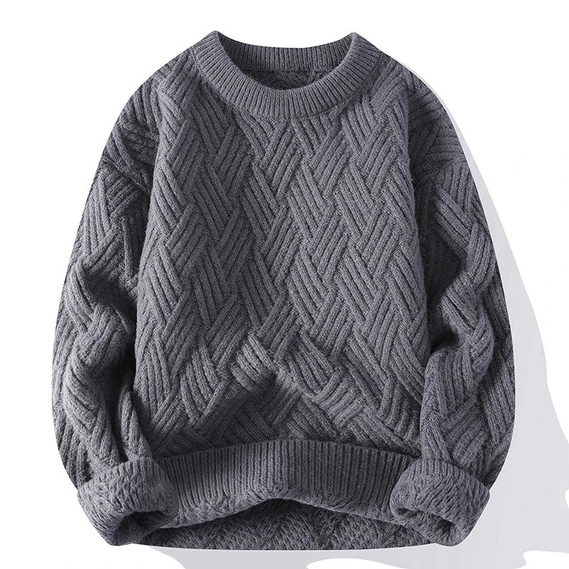Pullover mit strukturiertem Rundhalsausschnitt für Männer, stilvoll und komfortabel für den Herbst und Winter