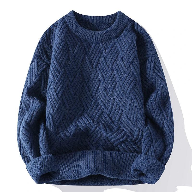 Pullover mit strukturiertem Rundhalsausschnitt für Männer, stilvoll und komfortabel für den Herbst und Winter