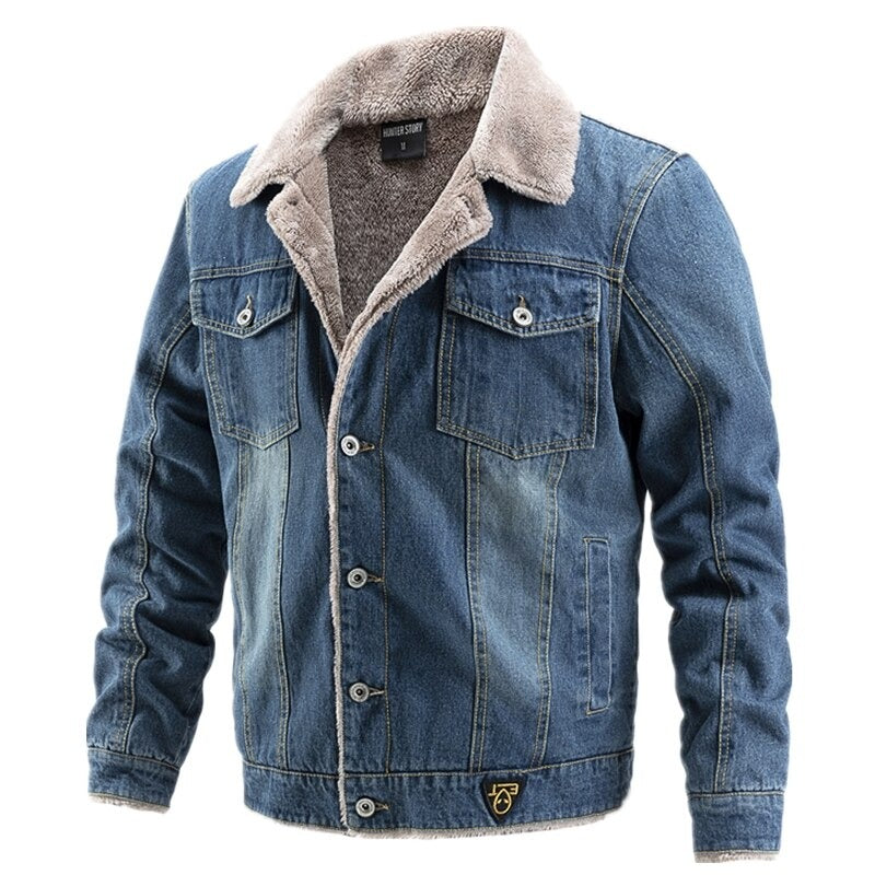 Herren-Jeansjacke mit wärmendem Futter, ideal für kalte Tage und lässige Outfits