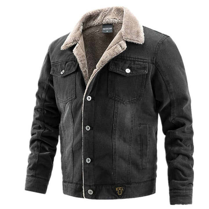 Herren-Jeansjacke mit wärmendem Futter, ideal für kalte Tage und lässige Outfits