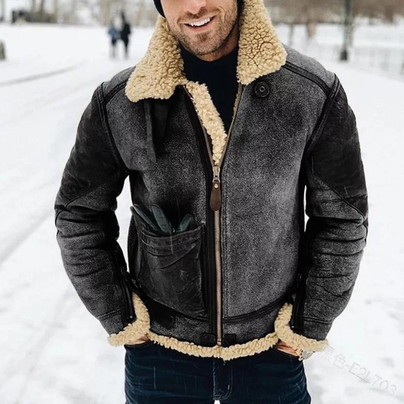 Robuste Lederjacke mit Heavy-Fleece-Futter, perfekt für stilvolle Wärme an kalten Tagen.