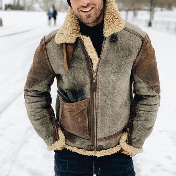 Robuste Lederjacke mit Heavy-Fleece-Futter, perfekt für stilvolle Wärme an kalten Tagen.