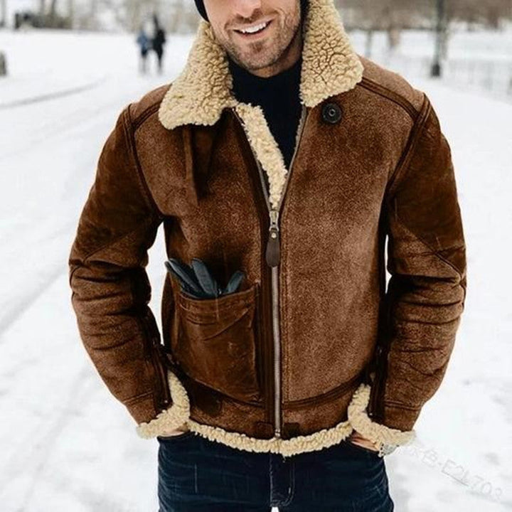 Robuste Lederjacke mit Heavy-Fleece-Futter, perfekt für stilvolle Wärme an kalten Tagen.